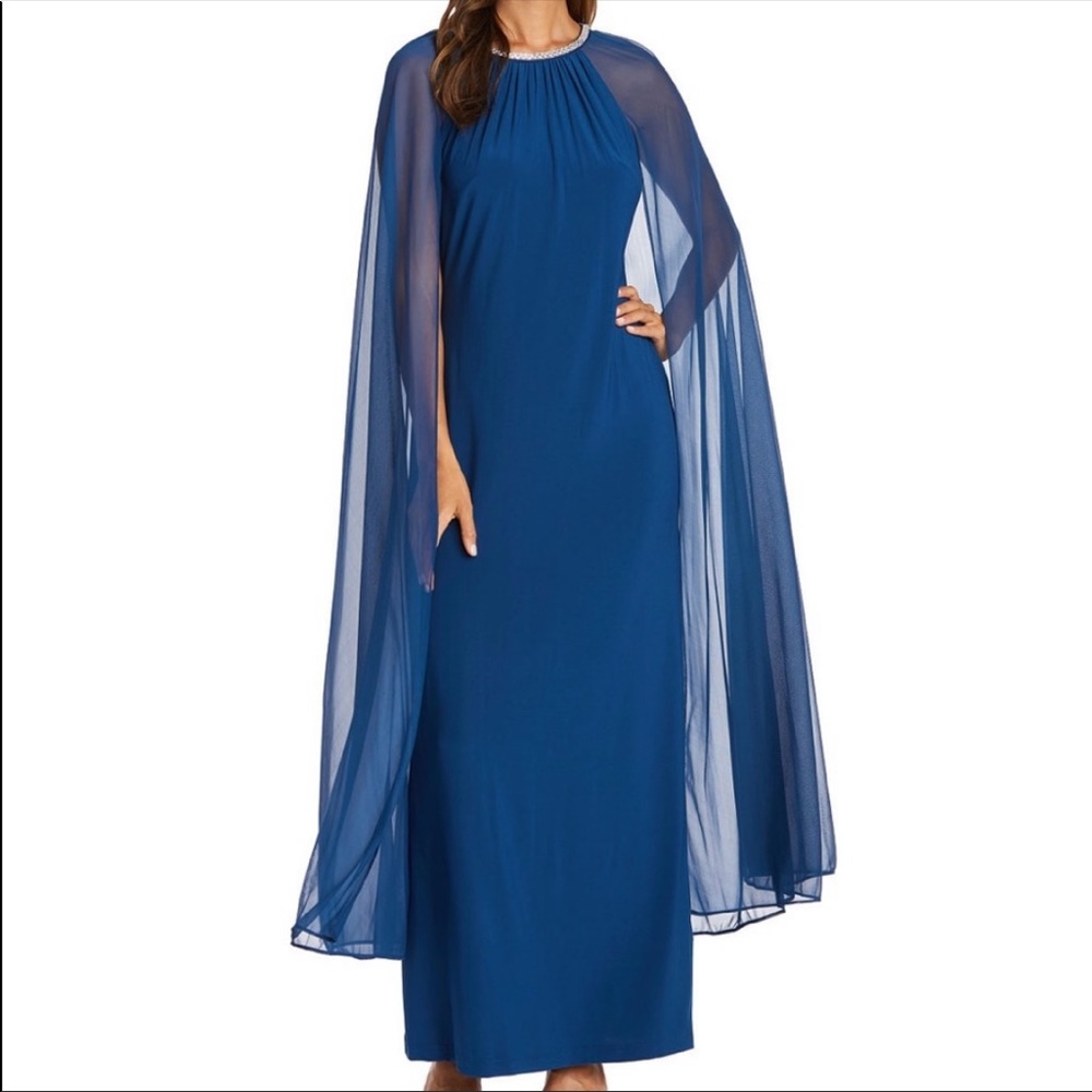 R&M Richards Size 14 Blue Gown Beautiful! Cape Moving SALE
